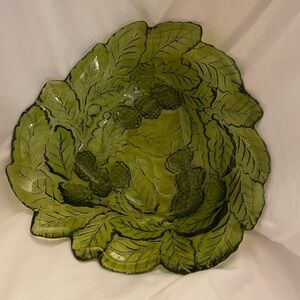Vintage MCM Indiana Glass Green Loganberry Bowl